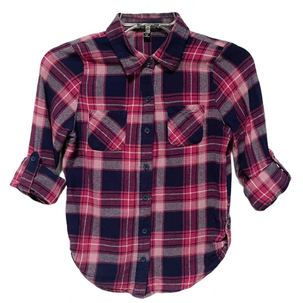 Derek Heart Pink Plaid Cotton Flannel Shirt